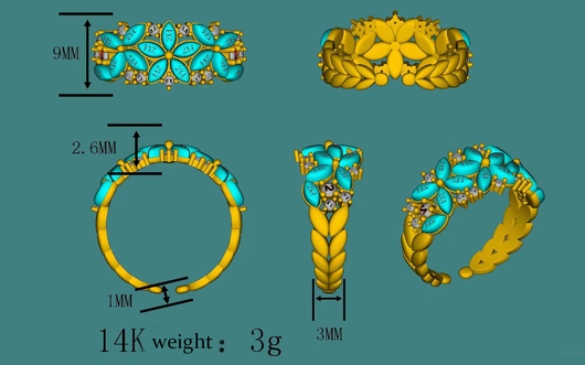 Anillo de Bodas Floral en Oro 18K, 14K y Plata con Diamantes para Mujer - Image 9