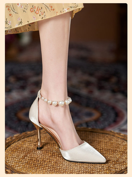 Sandalias de Perla con Tacón Stiletto para Mujer - Talla Pequeña - Image 17