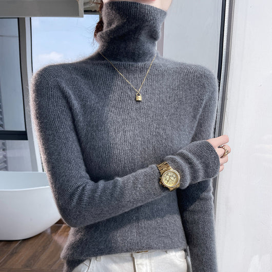 Suéter de Cuello Alto Tejido en Lana para Otoño e Invierno - Ajuste Slim - Image 10