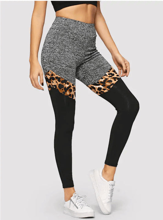 Leggings Deportivos Estampado Leopardo Gris y Negro - Image 2