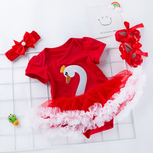 Conjunto de 3 Piezas para Bebé: Vestido, Zapatos y Accesorios para el Cabello - Image 3