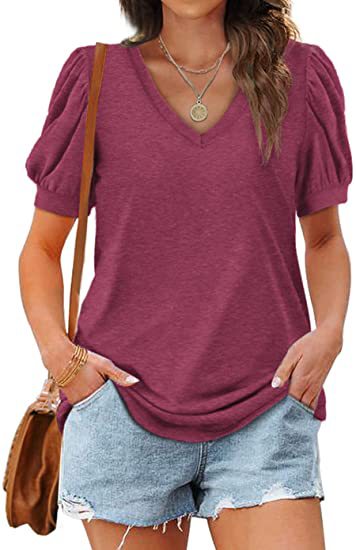 Blusa Casual Mujer Cuello V Manga Abullonada Suelta - Estilo Europeo Americano - Image 14