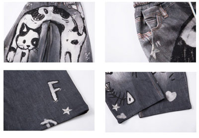 Pantalones de Chándal Gato Graffiti Estampados para Hombre y Mujer - Image 6