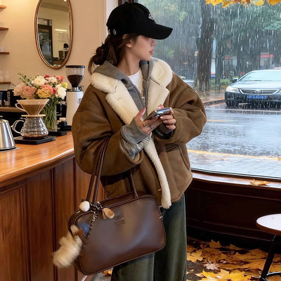 Abrigo de Invierno Premium Acolchado con Forro de Lana y Cuero