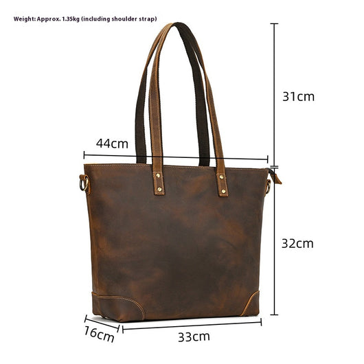 Bolso Tote de Cuero Crazy Horse Gran Capacidad - Image 9