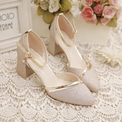 Zapatos de Novia con Lentejuelas y Tacón Grueso Ajustable - Image 10
