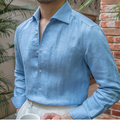 Camisa de Lino Retro con Mangas Largas - Estilo Casual - Image 19