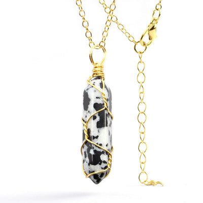 Collar Colgante de Cristal Hexagonal Envuelto a Mano con Piedra Natural - Image 50
