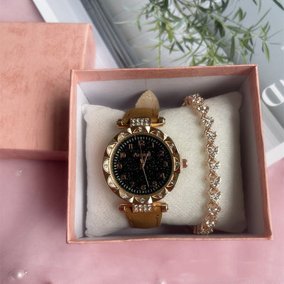 Conjunto de Reloj Frosted Estrellado y Cinturón de Dos Piezas - Image 4