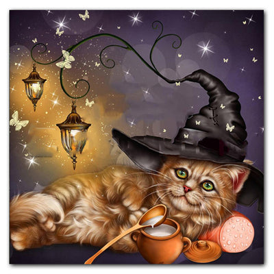 Pintura de Diamantes Gato Halloween Cuadrado - Arte Relajante y Decorativo - Image 23