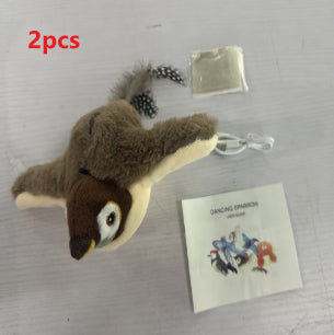 Plush woodpecker pet toy with a red crest, black and white body, speckled gray wings, and black tail feathers. - Image 12