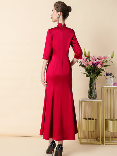 Vestido Cheongsam Elegante Efecto Adelgazante para Mujer - Image 8