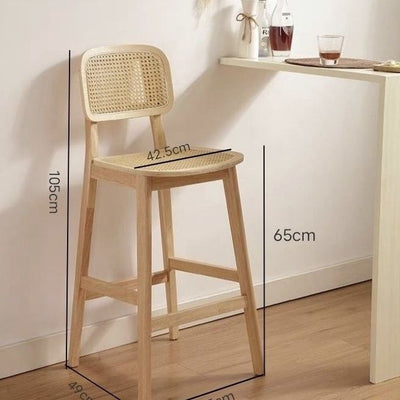 Taburete de Bar Ovalado en Ratán Tejido con Madera de Hule Maciza - Image 16
