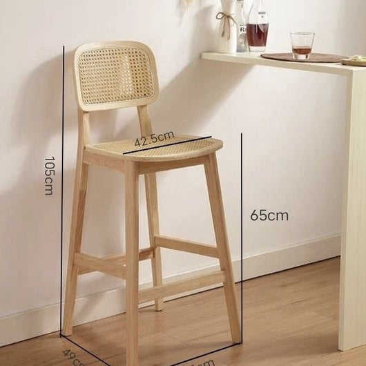 Taburete de Bar Ovalado en Ratán Tejido con Madera de Hule Maciza - Image 16