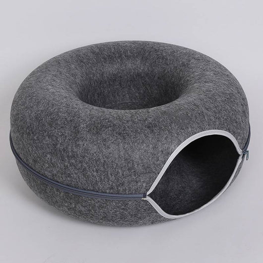 Casa Túnel para Gatos Donut - Cama de Fieltro Natural con Juguetes Interactivos - Image 5
