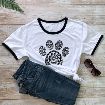 Camiseta Suelta Estampado Huellas Animales para Hombre y Mujer - Image 17