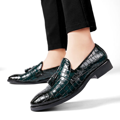 Zapatos de Cuero con Patrón Serpiente y Punta Afilada - Estilo Vintage - Image 10