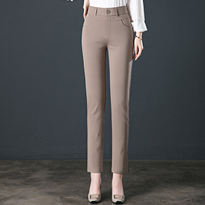 Pantalones de Cintura Alta Elásticos en Colores Sólidos para Mujer - Image 6