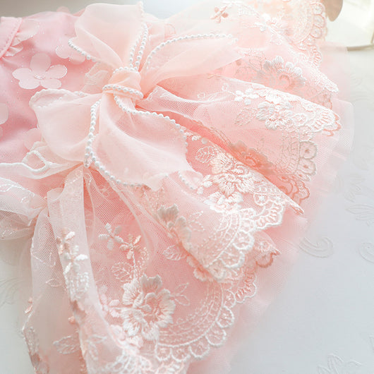 Vestido Princesa Delgado para Perro con Flores y Volantes Esponjosos - Image 4