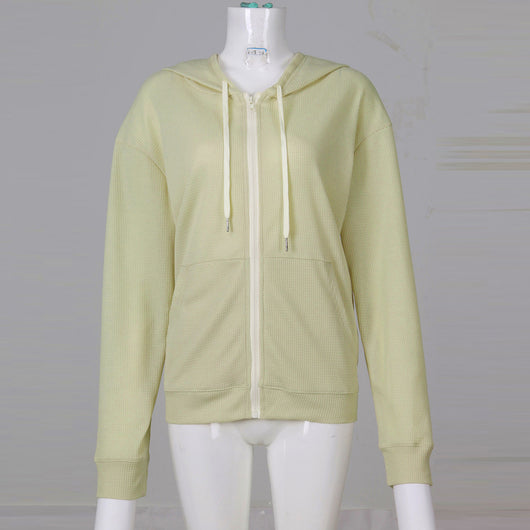 Sudadera Waffle con Cierre y Capucha - Chaqueta Casual de Manga Larga - Image 17
