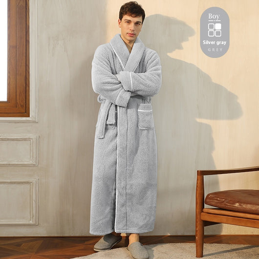Bata de Invierno en Terciopelo Algodón para Parejas - Pijama Largo Talla Grande Lujo Ligero - Image 15