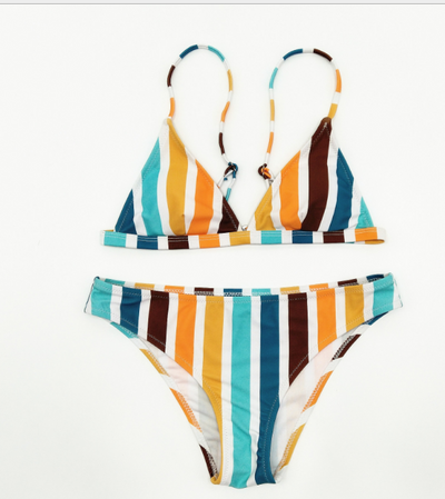 Bikini Triangular con Estampado de Rayas Gris Arcoíris - Image 8
