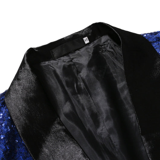 Blazer de Lentejuelas Hombre - Traje Elegante de Color Sólido - Image 14