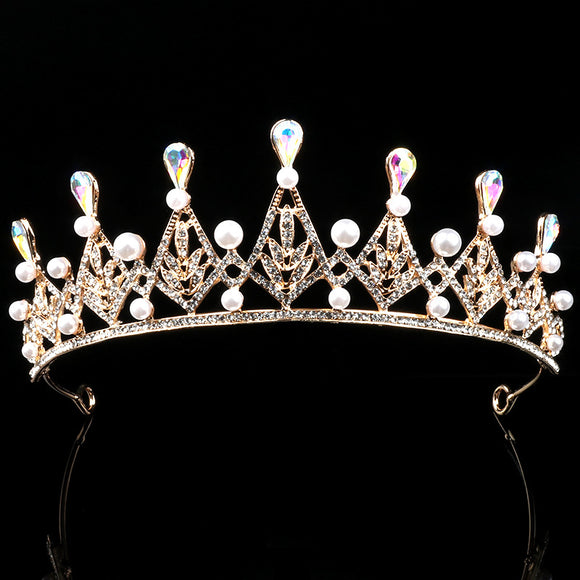 Corona de Perlas Imitación Atmosférica Novia Princesa Boda