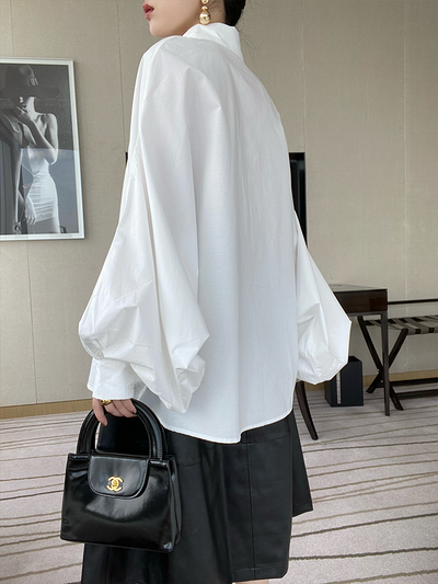 Blusa de Algodón Puro Blanca con Mangas Farol - Diseño Minimalista Versátil - Image 16