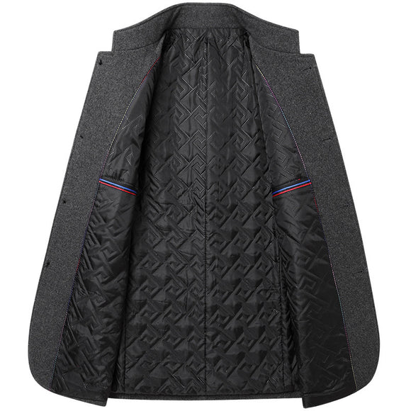 Jaqueta de Lã Masculina Executiva Zhongshan com Gola Mandarim