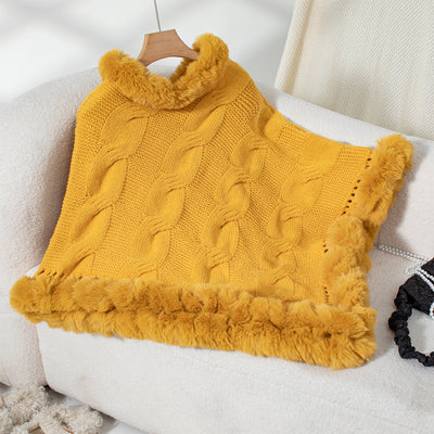 Poncho Suéter Grueso Trenzado con Cuello Alto - Image 25