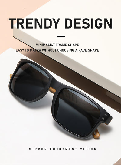 Gafas de Sol Cuadradas Retro con Pata de Madera y Lente Degradado para Hombre - Image 12