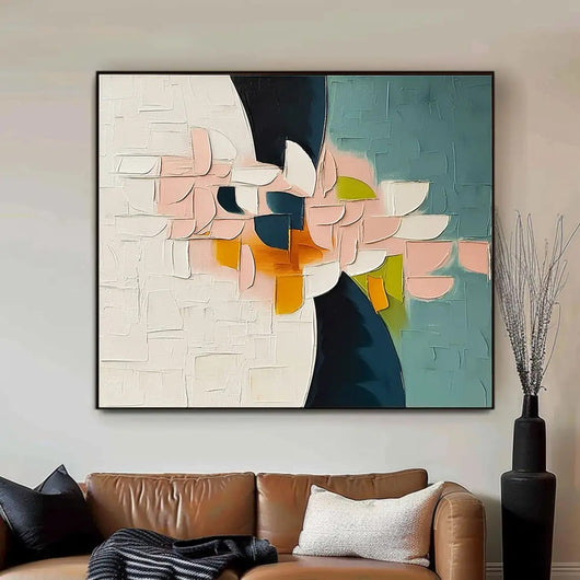 Cuadro Abstracto Moderno Pintura al Óleo Hecha a Mano con Textura 3D Flores - Image 7