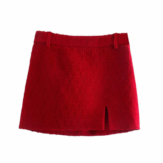 Blazer Corto de Lana Texturizada Doble Botonadura con Falda Plisada - Image 14