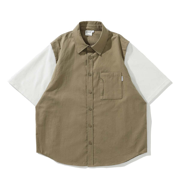Camisa Suelta de Solapa con Combinación de Colores - Estilo Japonés Verano - Image 5
