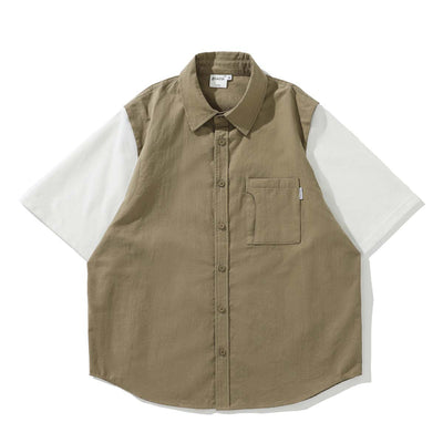 Camisa Suelta de Solapa con Combinación de Colores - Estilo Japonés Verano - Image 5