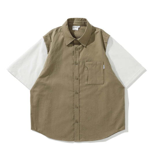Camisa Suelta de Solapa con Combinación de Colores - Estilo Japonés Verano - Image 5