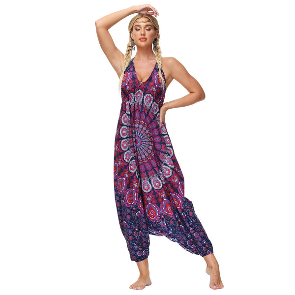 Jumpsuit Casual con Escote V y Amarre al Cuello