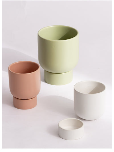 Maceta de Cerámica Verde Estilo Morandi para Decoración - Image 3