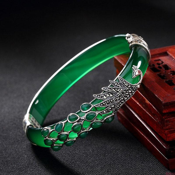 Pulsera de Plata Esterlina Vintage con Calcedonia Blanca Natural - Diseño Artesanal