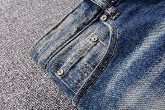 Jeans Slim Vintage Rotos con Parches para Hombre - Image 23