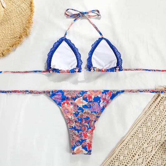 Bikini Dividido para Mujer con Encaje y Costuras de Cinta - Image 13