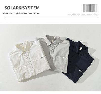 Camisa de Trabajo Minimalista Retro de Manga Larga para Hombre - Image 6