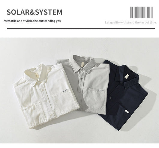 Camisa de Trabajo Minimalista Retro de Manga Larga para Hombre - Image 6