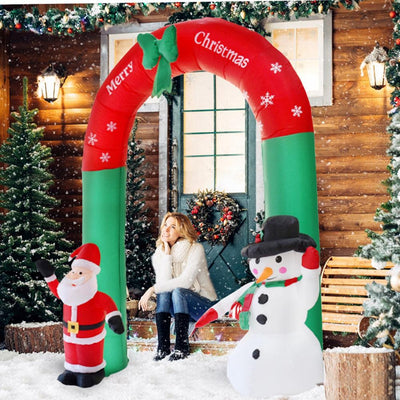 Arco Inflable Navideño Gigante con Papá Noel y Muñeco de Nieve para Jardín - Image 8