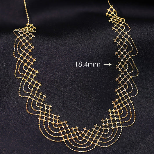 Collar Ancho de Oro 18K con Borla Arcoíris y Encaje Tejido en Madera - Image 9