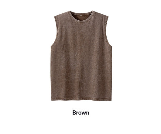 Camiseta sin mangas suelta desgastada estilo americano para hombre - Image 11