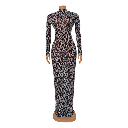 Vestido de Malla Transparente con Estampa y Espalda Abierta - Image 5