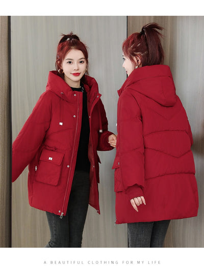 Abrigo Acolchado Grueso Talla Grande con Capucha - Algodón Cálido Invierno - Image 24