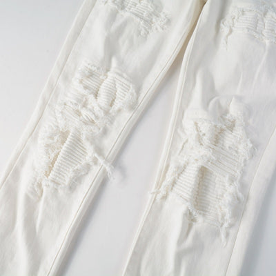Jeans Slim Fit con Parches Rotos y Cintura Elástica para Hombre - Image 3